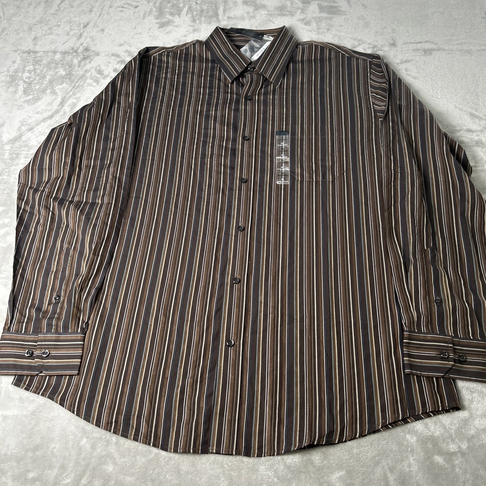 J. FERRAR Dress Shirt Men SIZE XL 17.5 BLACK STRIPE Long Sleeve Button Up NWT